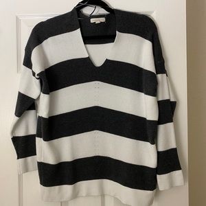 Grey & White Striped Sweater